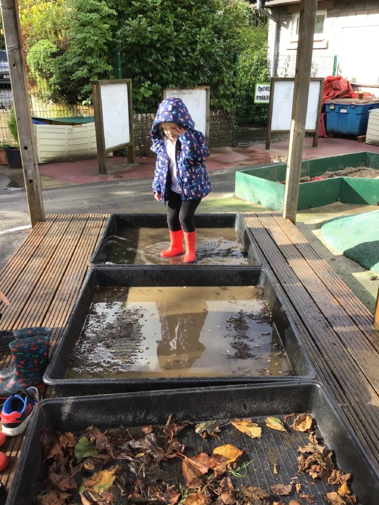 splashing in puddles 